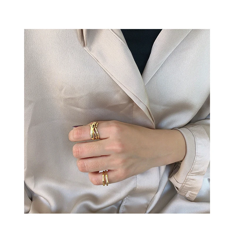 

925 Sterling Silver Cold Wind Minimalist All-match Irregular Face Female Tail Ring Joint Ring Open Silver Ring for Women Jewelry