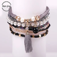 bohemian friendship bracelets bangles for women boho crystal beads tassel charm bracelet set femme pulseras mujer jewelry gift