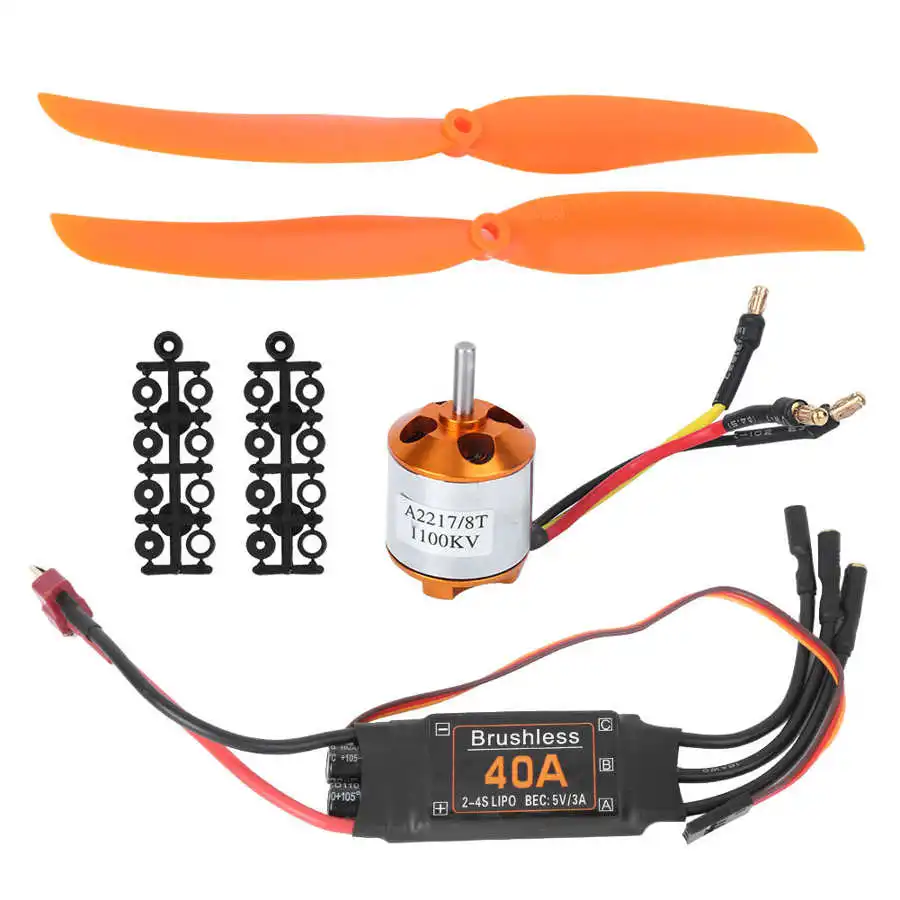 

Quality A2217 1100KV Brushless Motor with 40A ESC SG90 9G Micro Servo 1060 Propeller for RC Fixed Wing Plane Copter