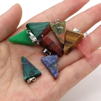 5pcslot new natural stone pendant triangle shape pendant necklace charms for diy jewelry best birthday gift size 15x25mm