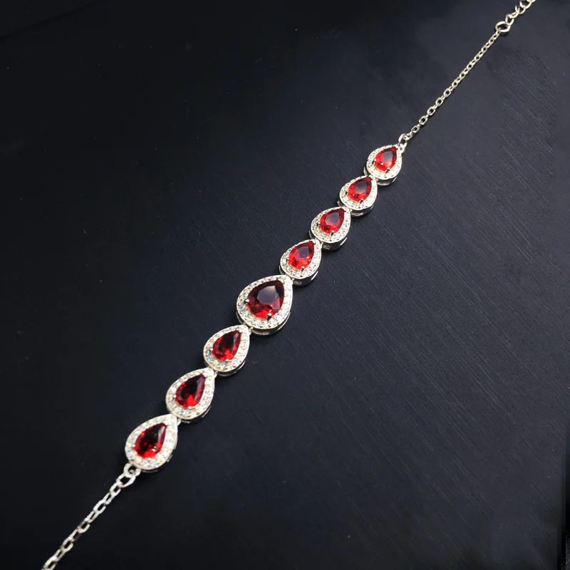 Женский ювелирный комплект из серебра 925 пробы с рубином|Ювелирные наборы| |