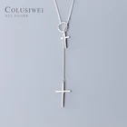 Colusiwei натуральная 925 стерлингового серебра Y-Форма классическое колье с подвеской в виде креста, Женская обувь в этническом Стиль простой кулон ювелирные украшения