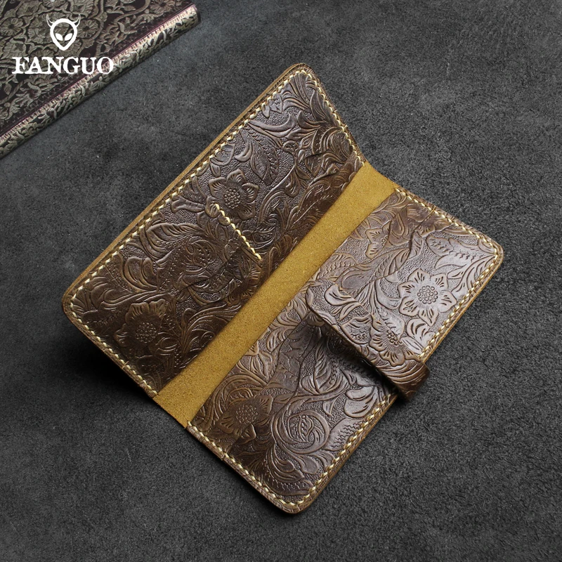 Ретро Классический Длинный кошелек из натуральной кожи Мужской кредитница