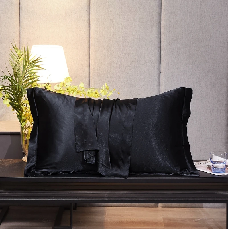 

2021 New Solid Color Cover Pillow 48x74cm High-end Pillow Case Cover Silk Satin Pillowcase No Zipper Pillow Cover
