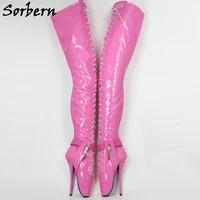 Sorbern Custom Crotch Thigh High Boots Unisex Ballet High Heels Lockable Ankle Straps Drag Queen BDSM Boots EXtreme Long