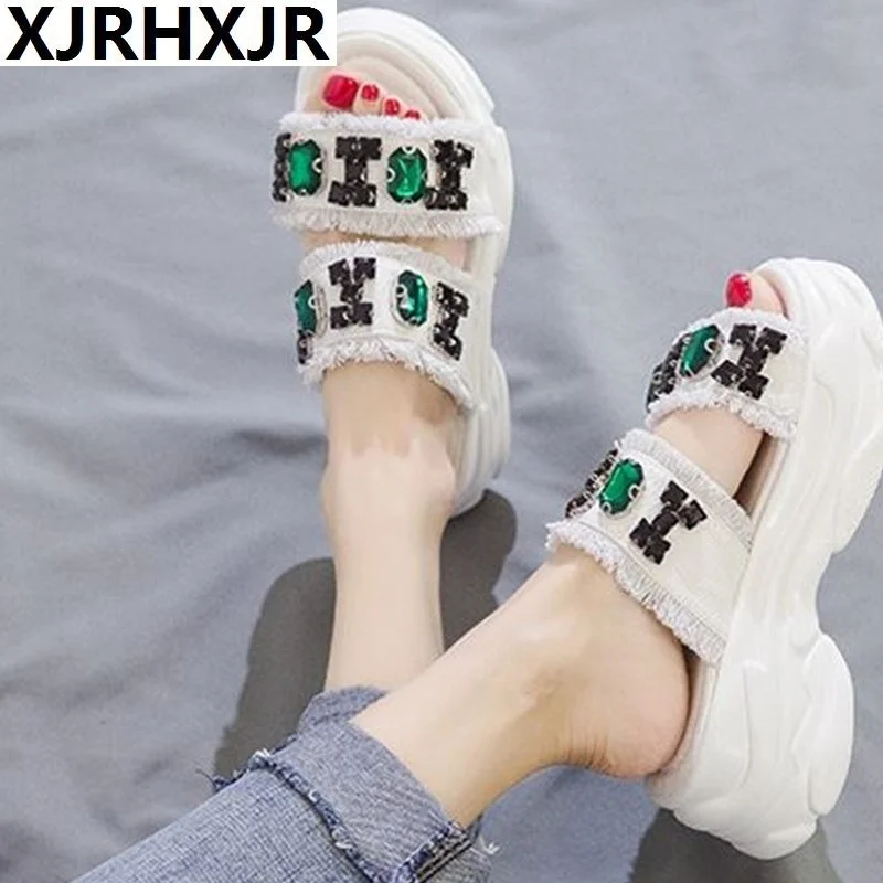 Толстая подошва Для женщин тапочки пляжная обувь сандалии на платформе Ladies