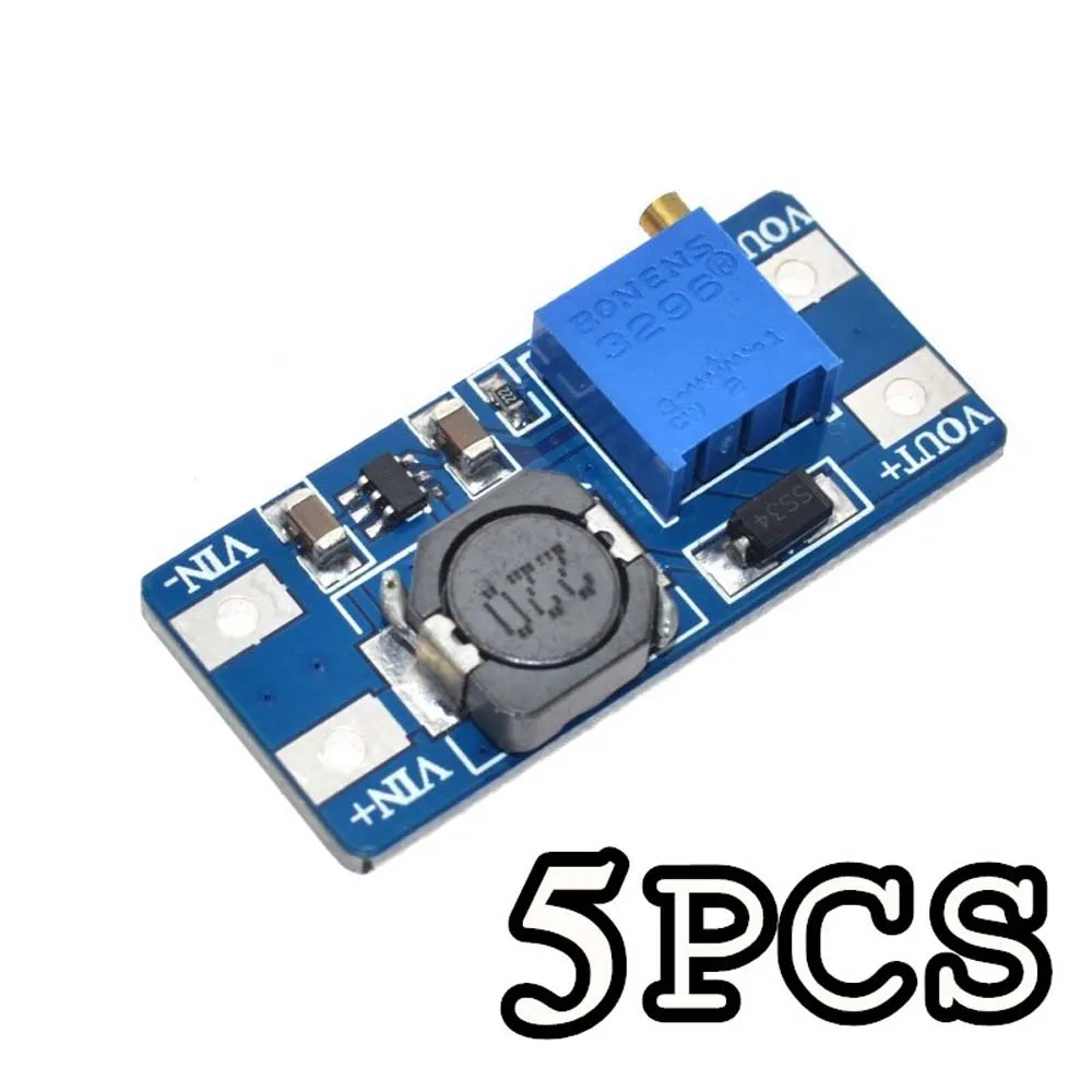 

5PCS MT3608 DC-DC Step Up Converter Booster Power Supply Module Boost Step-up Board MAX output 28V 2A