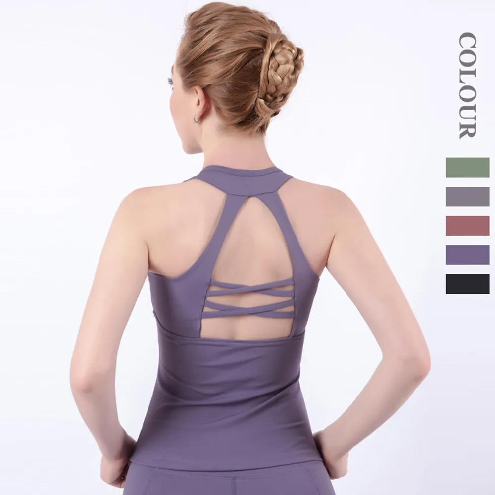 Новая Спортивная майка с открытой спиной Женская безрукавка для тренировок
