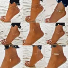 Богемные Многослойные бусинки, ножные браслеты для женщин, модные блестки, браслет на ногу, летние пляжные ножные браслеты, набор женских украшений для ног