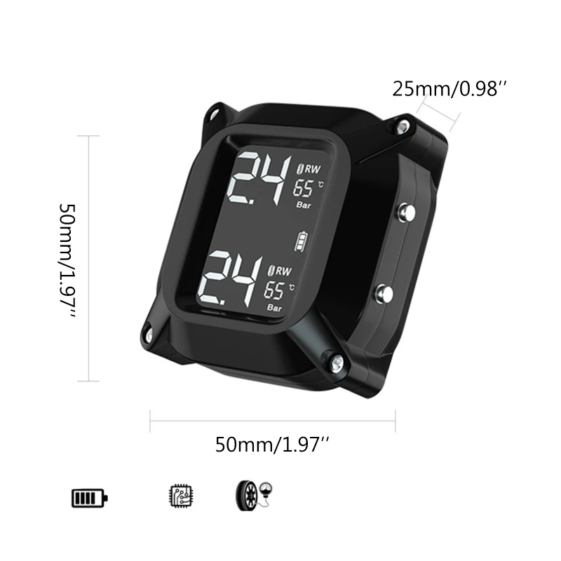 

External Wireless Motorcycle Tire Pressure Monitor High-precision Waterproof