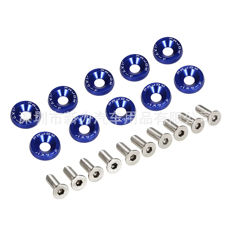 

10Pcs Car Modification M6 Screw Engine License Plate Frame Screw Decoration Fender Battery Guard Number Plate Gasket Auto Parts