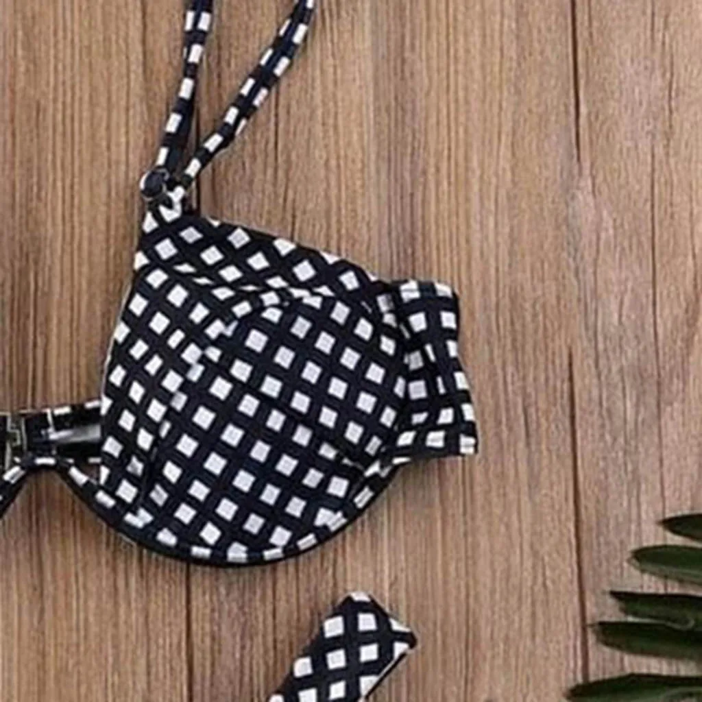 Женский купальник в клетку Kancoold сексуальный с пуш ап бикини высокой талией