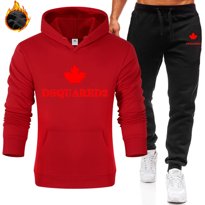 

New Fashion Mens Clothing Pullovers Sweater Cotton Men Tracksuits Hoodie Two Pieces + Pants Sports Shirts Fall Winter Track suit