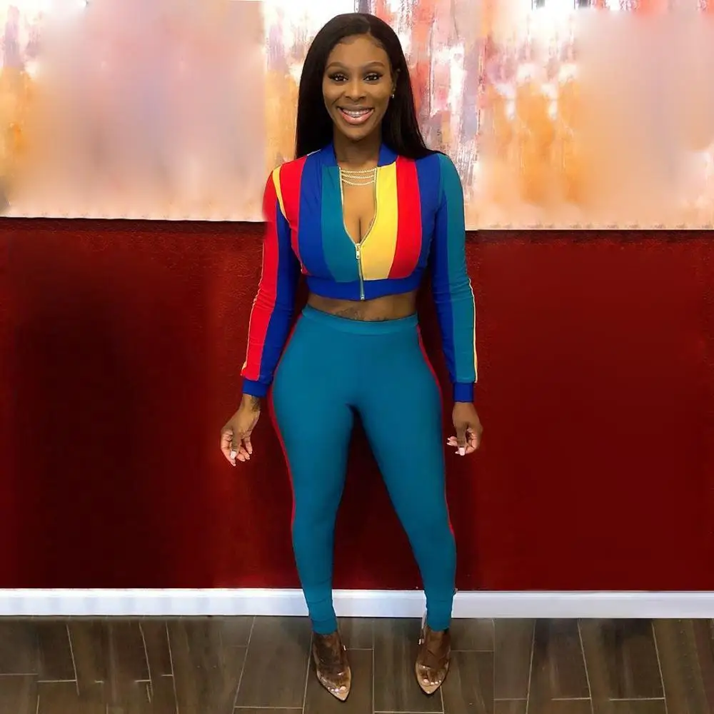 ADFVAT осень-зима бодикон с длинным рукавом комплект из двух предметов молнией