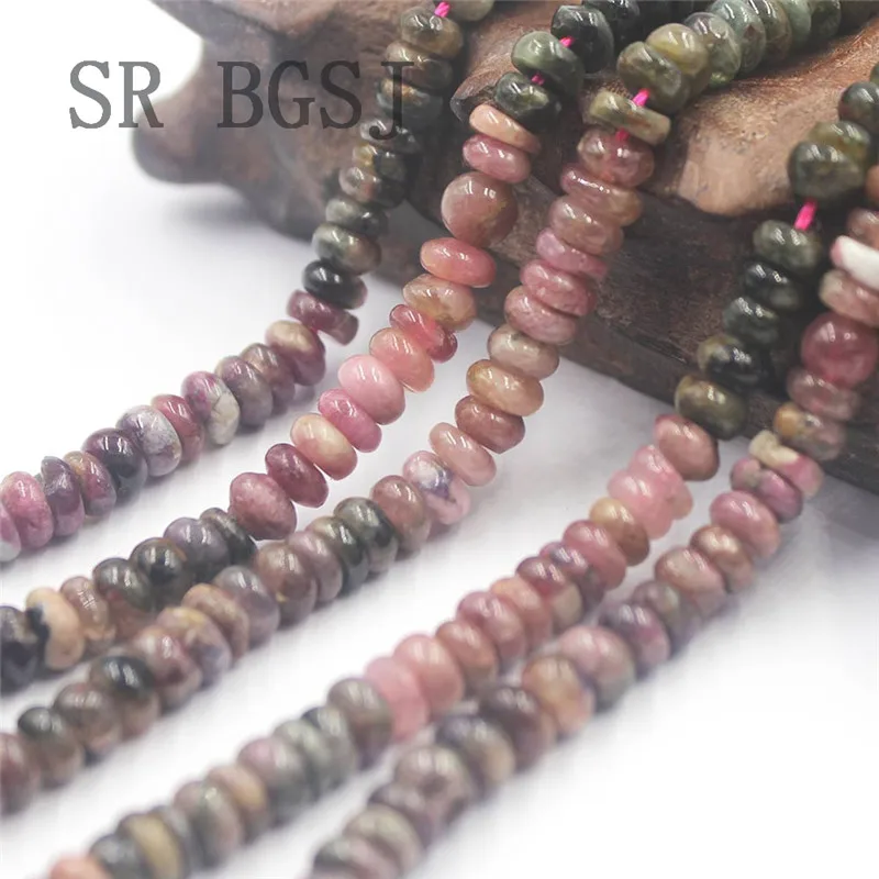 Бесплатная доставка 3x6 мм Кеши Рондель смешанный выпускник Турмалин натуральный