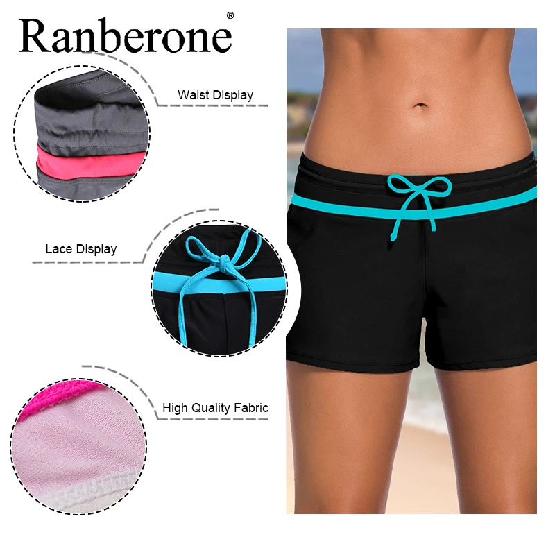 Ranberone Summer Plus Size boxer Sport Shorts Swimming Trunks Female Running Tight Gym Fitness Shorts Quick-Drying Sportswear