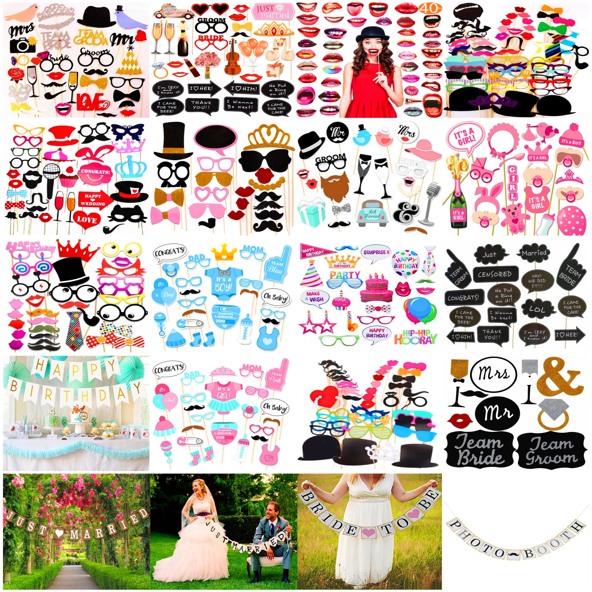 Фотошкаф Пропсы Свадебные Декорации Фотобудка Пропсы Детский Женский душ Празднование Декорация Фотошкаф Мистер и Миссис Только что поженились.