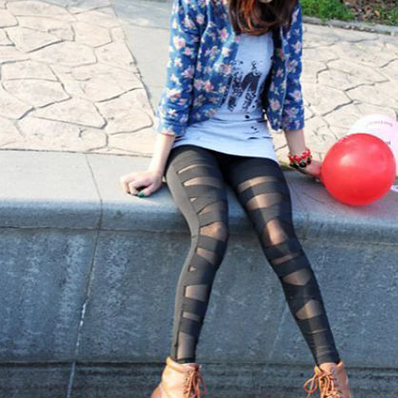 2019 сексуальные Комбинированные брюки Стрейчевые черные лоскутные бандажные