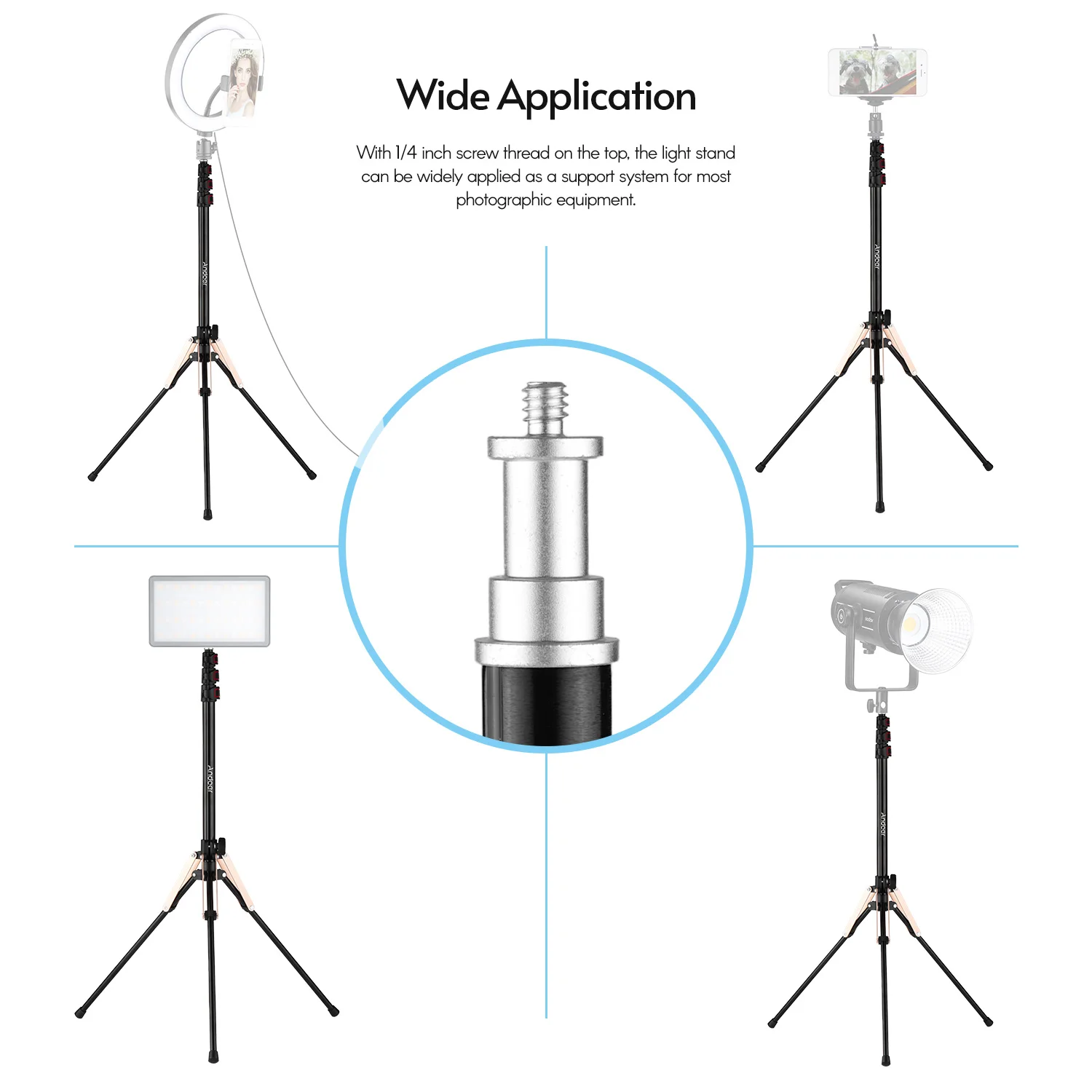 Стойка Andoer из алюминиевого сплава для фотоссветильник емки 190 см - купить по
