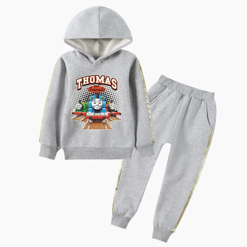 Children's clothing spring and autumn winter thickened hooded plus velvet sweater knitted cotton two-piece suit | Детская одежда и