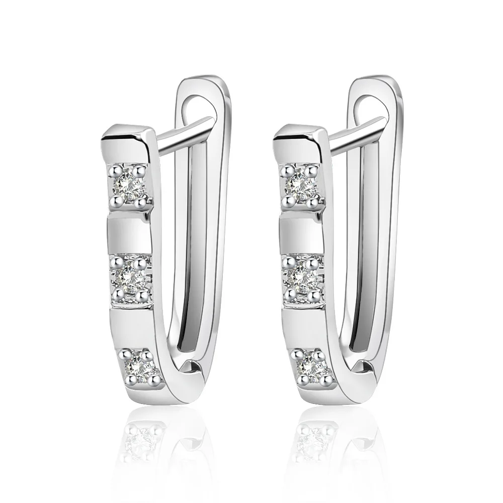 

New Style Diamond-Studded Copper Earrings Fashion All-Match Earrings Jewelry Hard Piano Ear Buckle Earrings Women