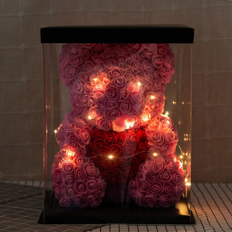 

Soap Foam Bear of Roses 25cm Teddy Bear Rose LED Rose Lamps Flower Artificial New Year Gifts Valentines Gift Hot #