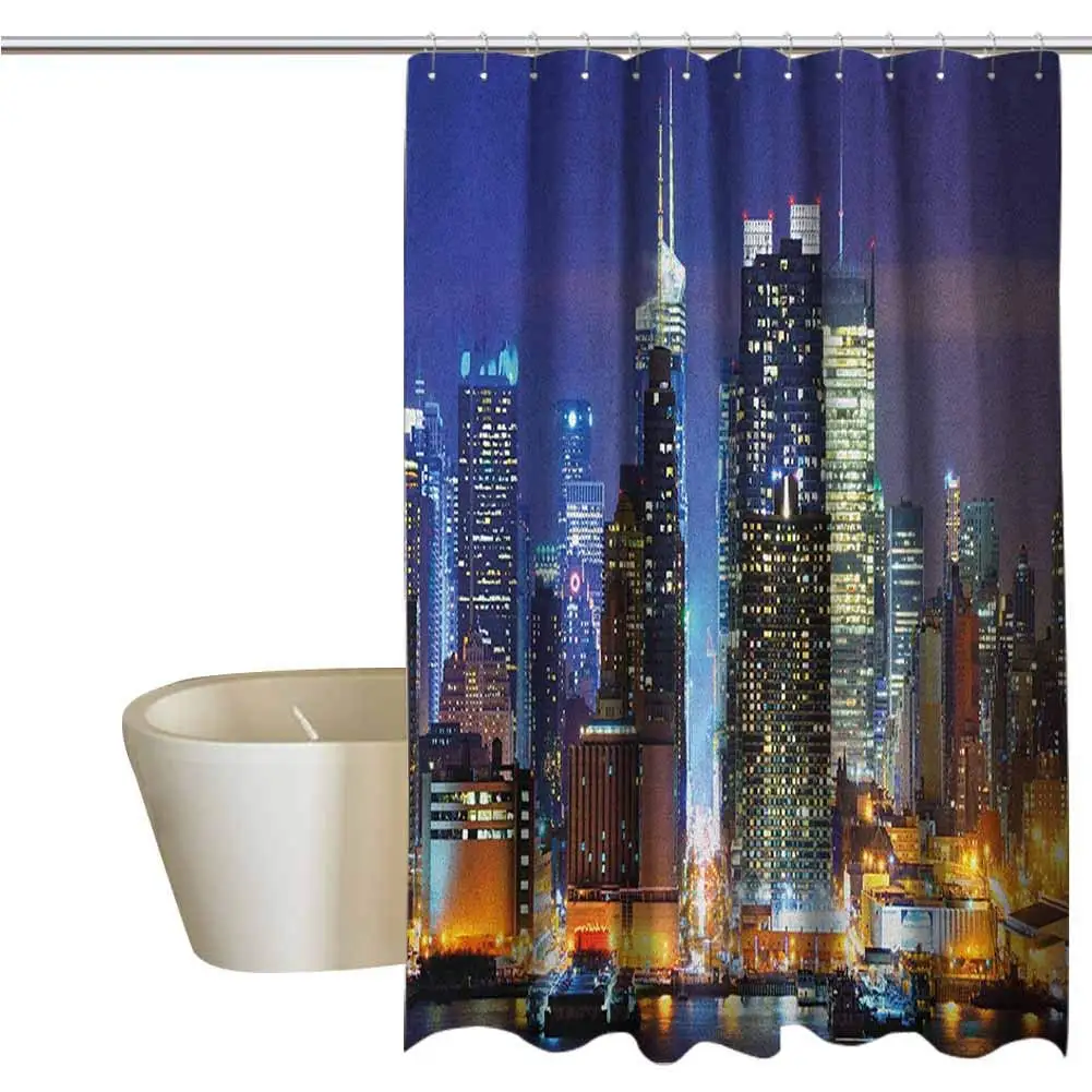 Занавеска для душа из ткани отелей в США с изображением Манхэттена реки Хадсон