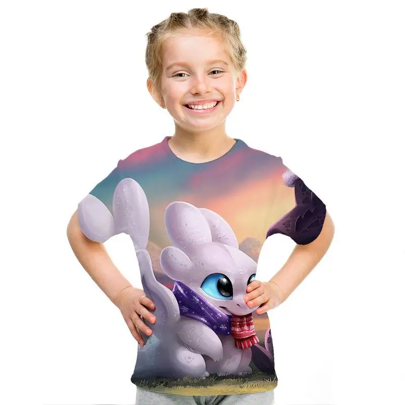 Новинка лкановая футболка для мальчиков и девочек с мультяшным рисунком дракона