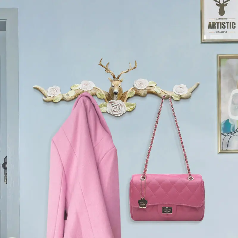 

American deer head hook personality creative wall hanging porch wall decoration hanger living room antler art coat hook