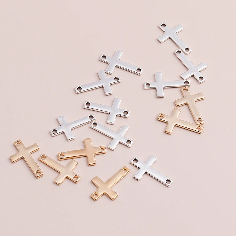 

20pcs/lot Jewery Making Connectors Cross Charms Pendants fit Bracelets Neckalces 12*18mm Two Color Metal Jewelry Charms