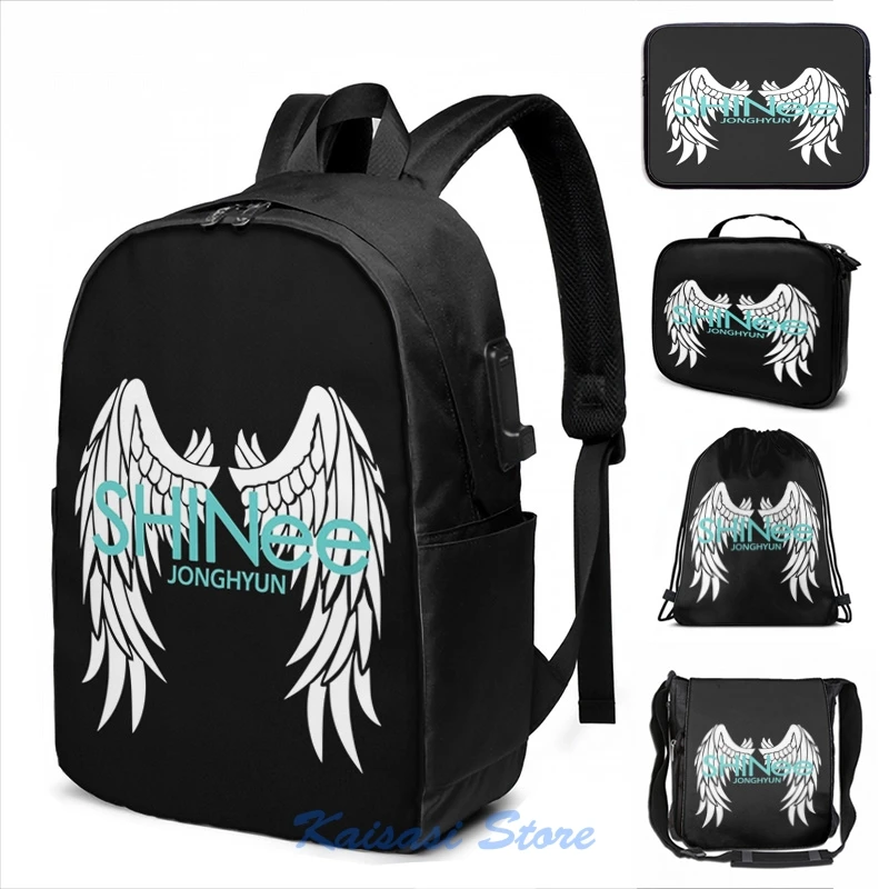 Забавный рюкзак Jonghyun Shinee с графическим принтом и USB зарядкой мужские школьные