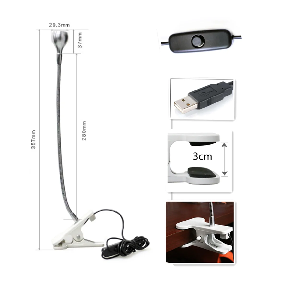 Buy USB Ultraviolet Curing Lamp LED white Gooseneck Light with Clamp UV Fixtur on