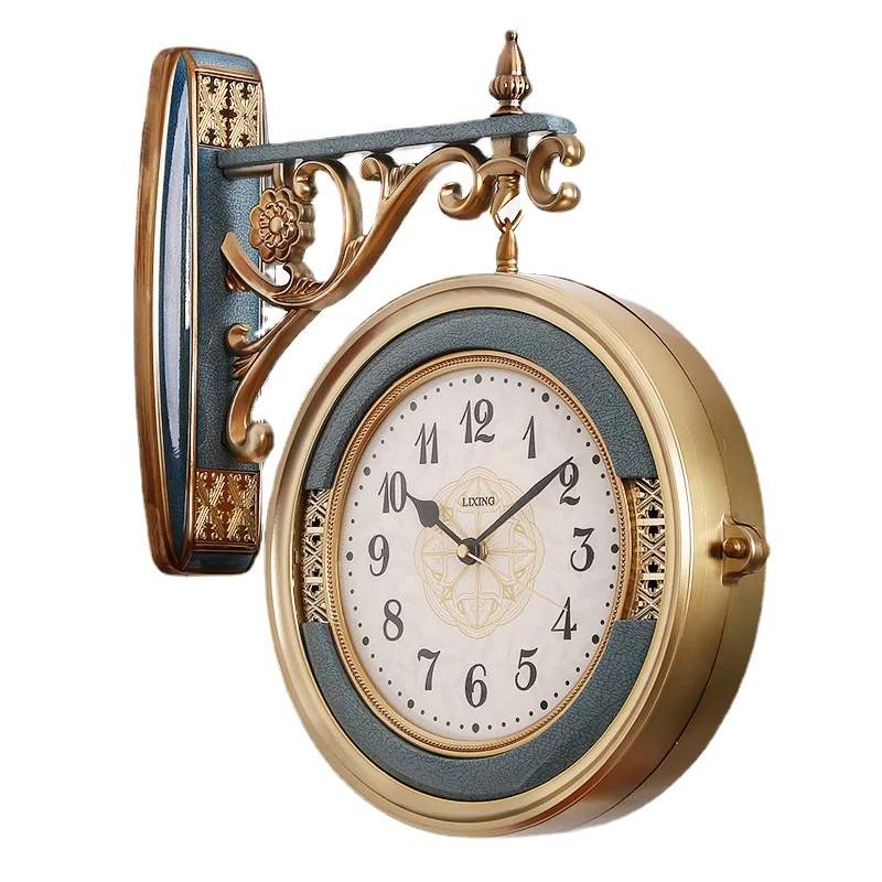 

Large European Wall Clock Double Sided Modern Simple Creative Luxury Wall Clock Living Room Reloj De Pared Home Decor DG50WC