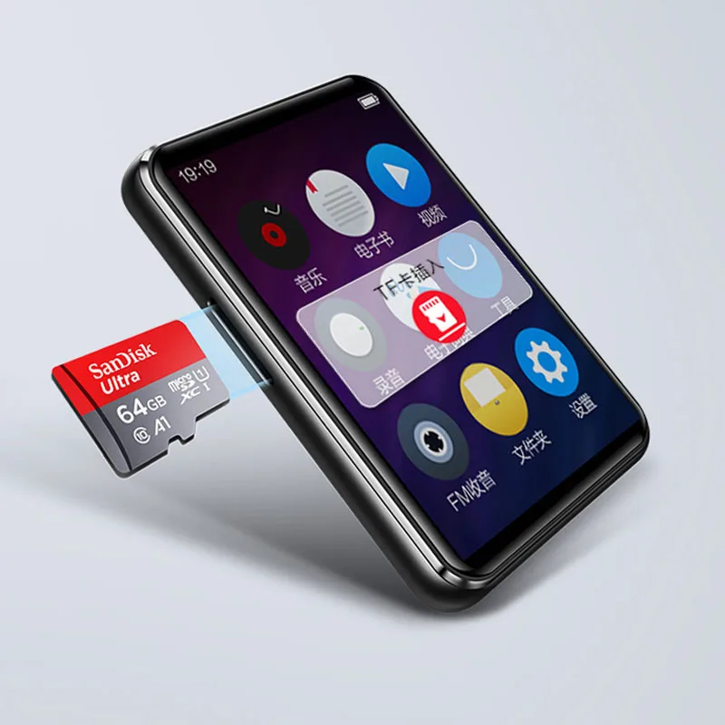 Benjie X5 Bluetooth 5 0 MP3 плеер с динамиком 2 дюймов полный сенсорный экран 16 Гб электронная
