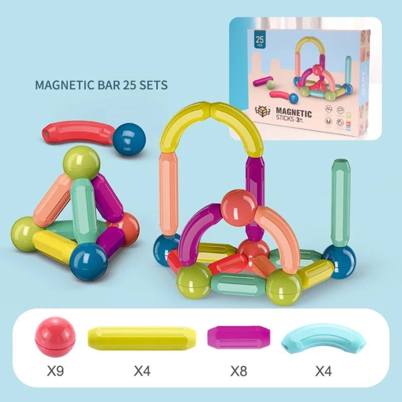 

H7JF DIY Big Size Magnetic Sticks Set, Educational Classic Construction Toy, Early 3D Educational Toys for Toddlers