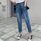 Джинсы женские свободные с завышенной талией, тонкие хлопковые свободные брюки из денима, модные повседневные брендовые штаны в морковном стиле, большие размеры, L-8XL