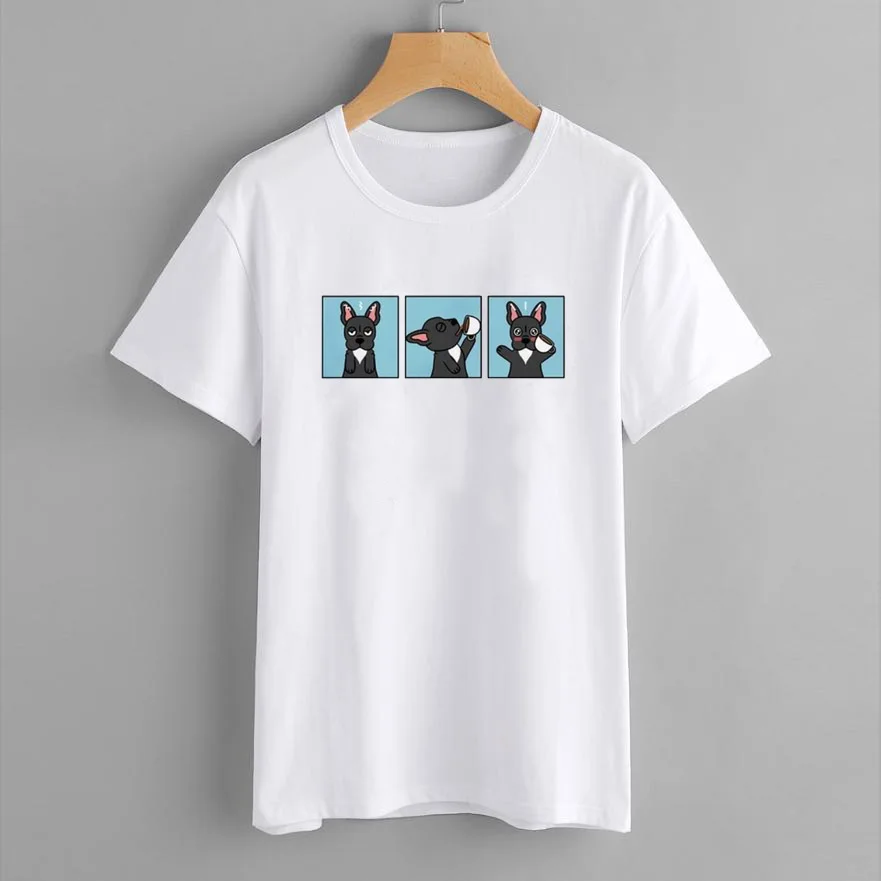 Dachshund Pug Teckel забавная футболка Женская Harajuku Милая французская бульдог Франция