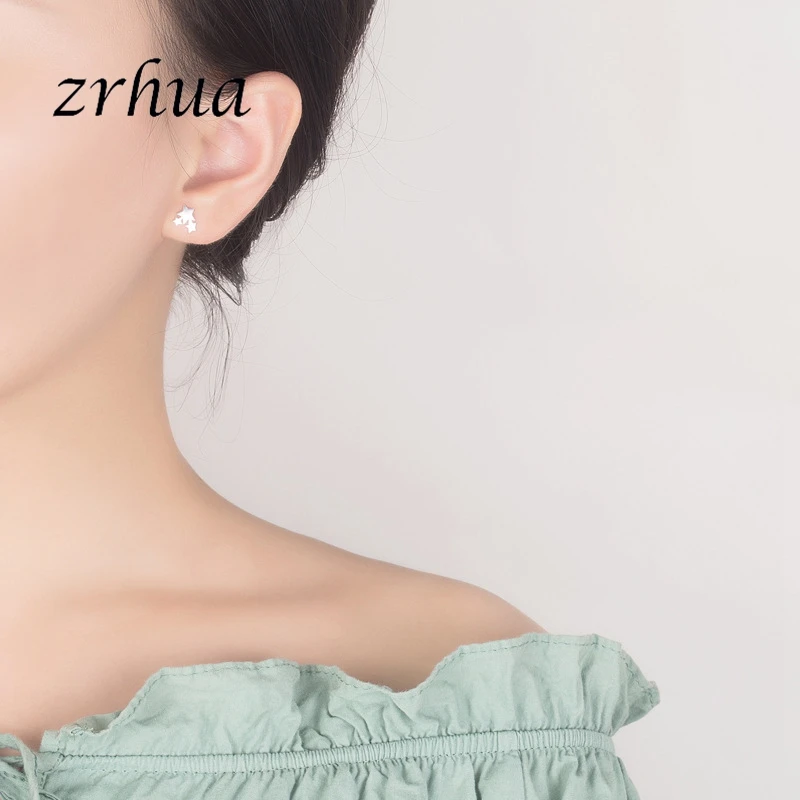 Женские серьги-гвоздики из серебра 2019 пробы с тремя звездами | Украшения и