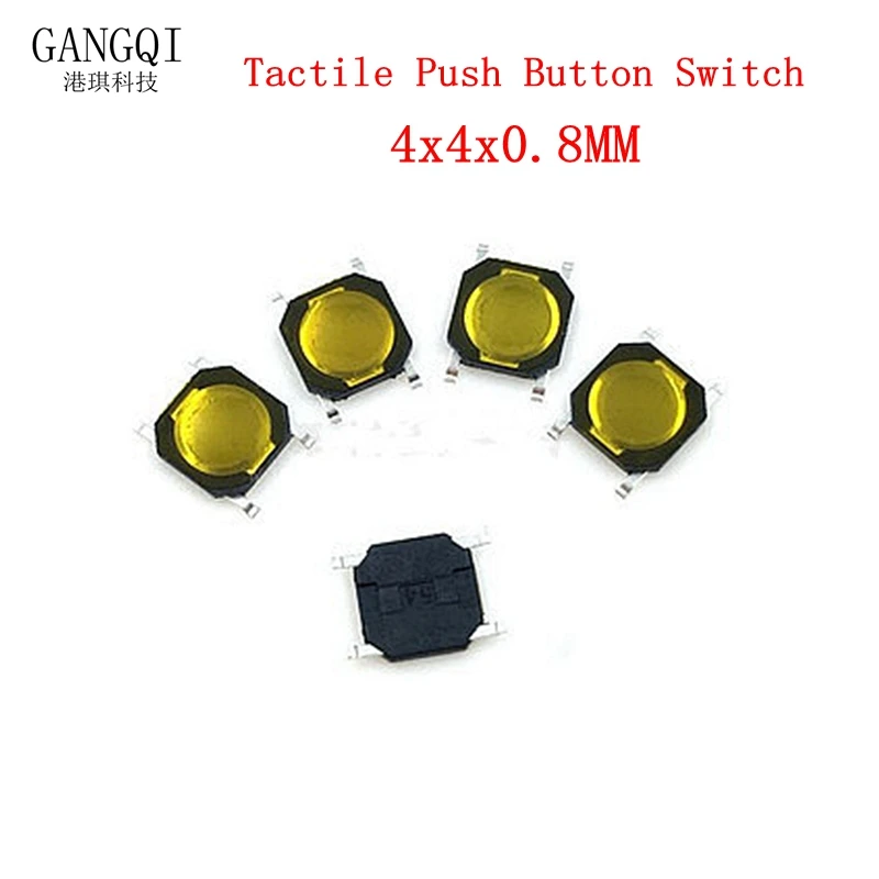 

100Pcs/lot Membrane Switch 4x4x 0.8MM 4X4X0.8mm Tactile Push Button Switch Tact 4 Pin 4*4*0.8mm Switch Micro Switch SMD