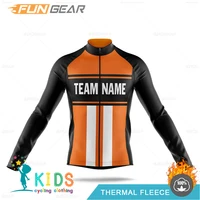 2022 children cycling clothing pro team long sleeve jersey set boy mtb thermal fleece road bike clothes winter kids bicycle wear