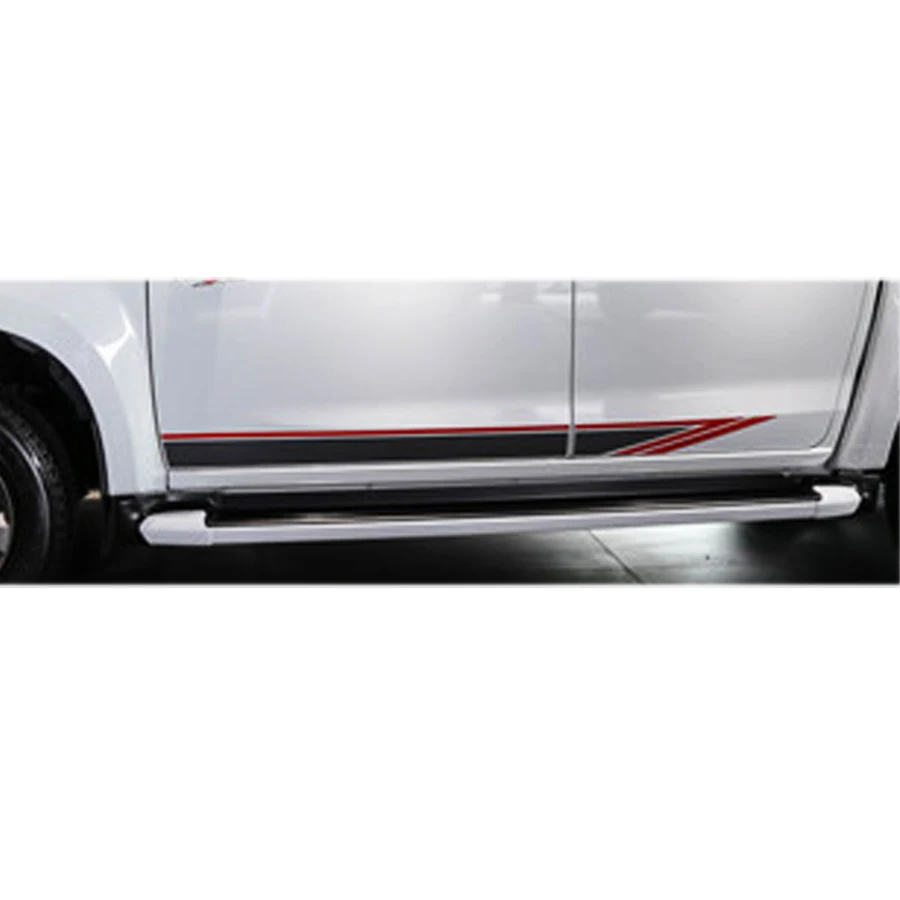 gloss black and red Автомобильные экстерьер 2 предмета гоночных Боковая дверь два цвета полосы графических виниловые наклейки автомобиля для isuzu dmax 2012 - Название цвета: gloss black and red