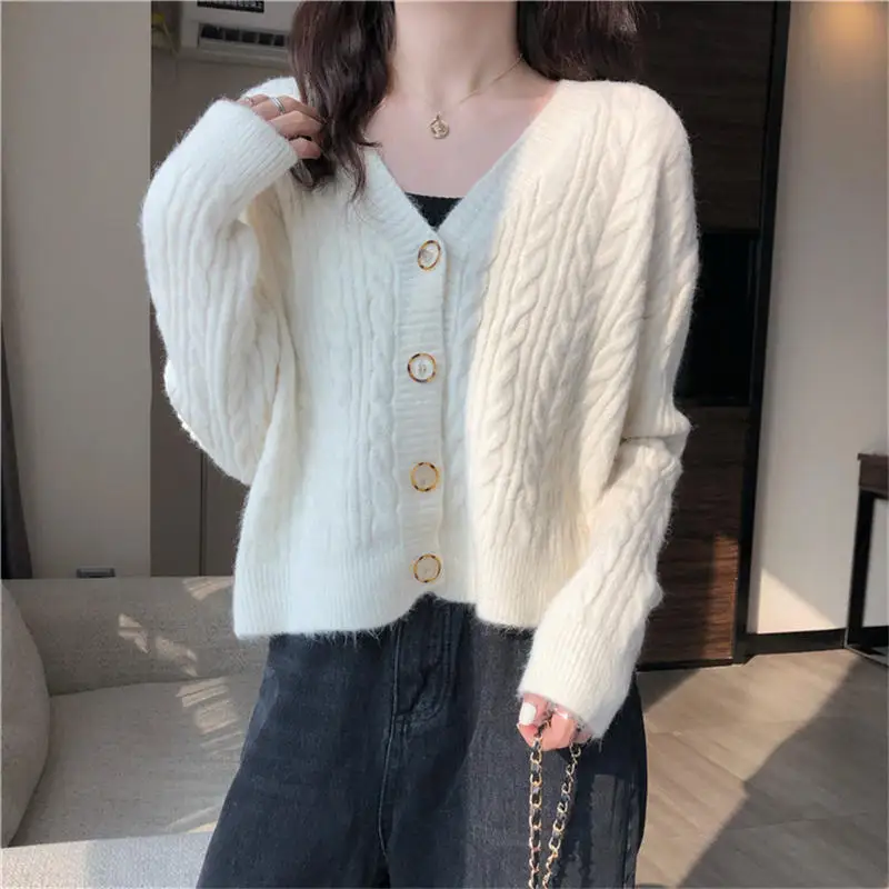 

Fashion Pink Sweater Cardigan Women's Clothing Casual Long Sleeve Ladies Tops Coats Loose Knitted White Oversized Cardigan Q4272