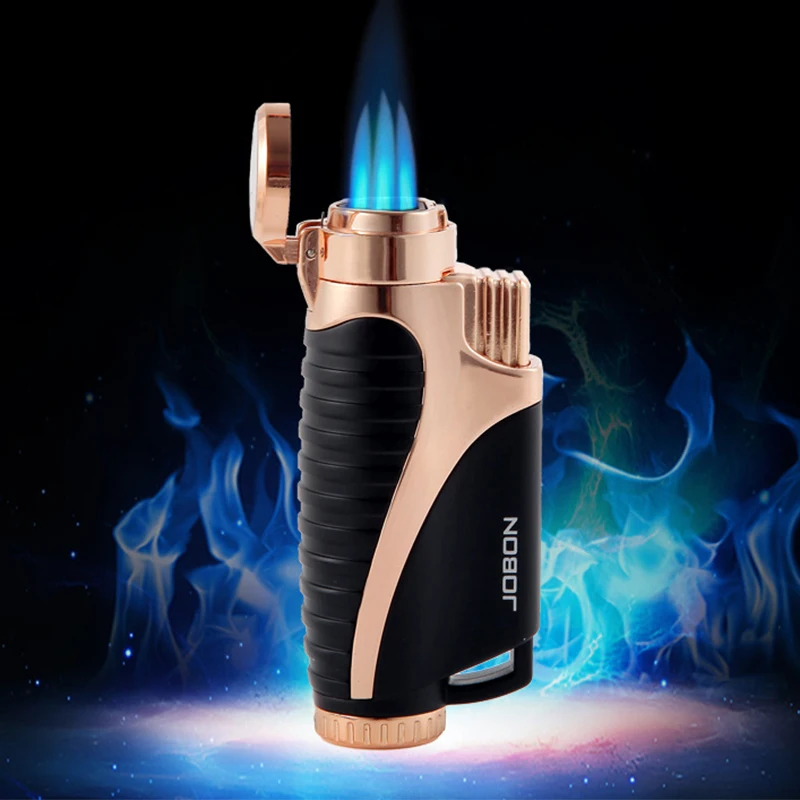 

Jobon Triple Torch Cigar Lighter Refillable Windproof Jet Flame Adjustable Lighters Gift For Friend