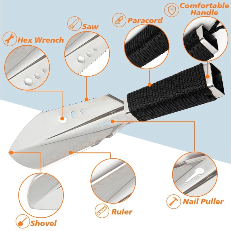 

Multipurpose Bend-Proof Gardening Trowels Heavy Duty Stainless Steel Hand Shovel for Roots and Planting Camping/outdoor