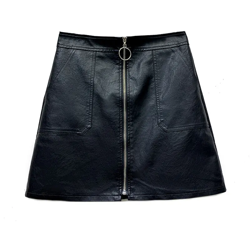 Сексуальные мини Клубные юбки из искусственной кожи женские с высокой талией на