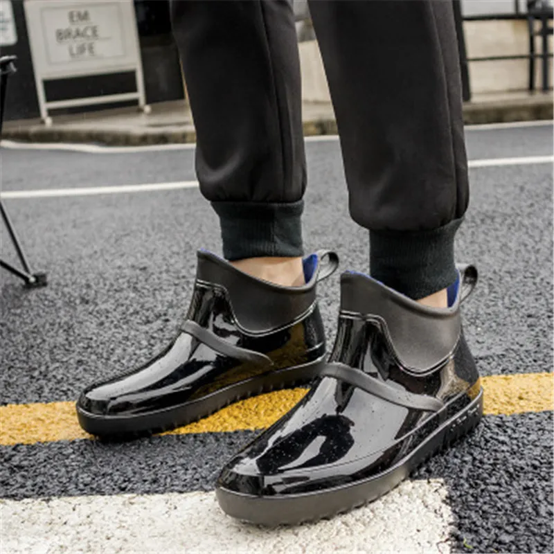 Мужские резиновые непромокаемые ботинки нескользящая и износостойкая обувь для