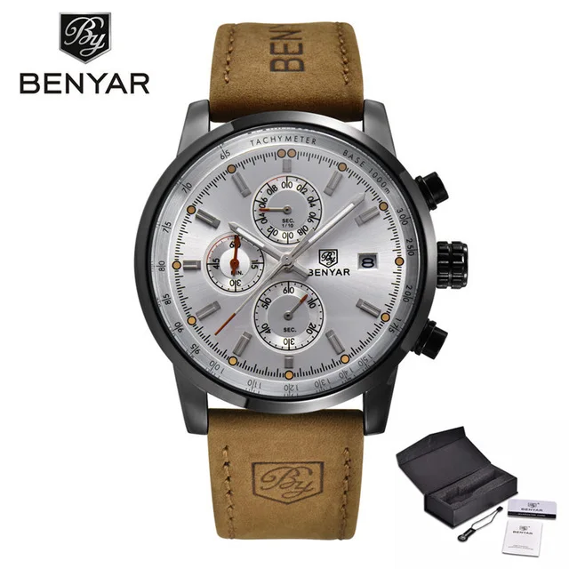 black white BENYAR мужские роскошные часы Топ бренд кварцевые часы с хронографом модные спортивные автоматические часы с датой военные часы Relogio Masculino - Цвет: black white