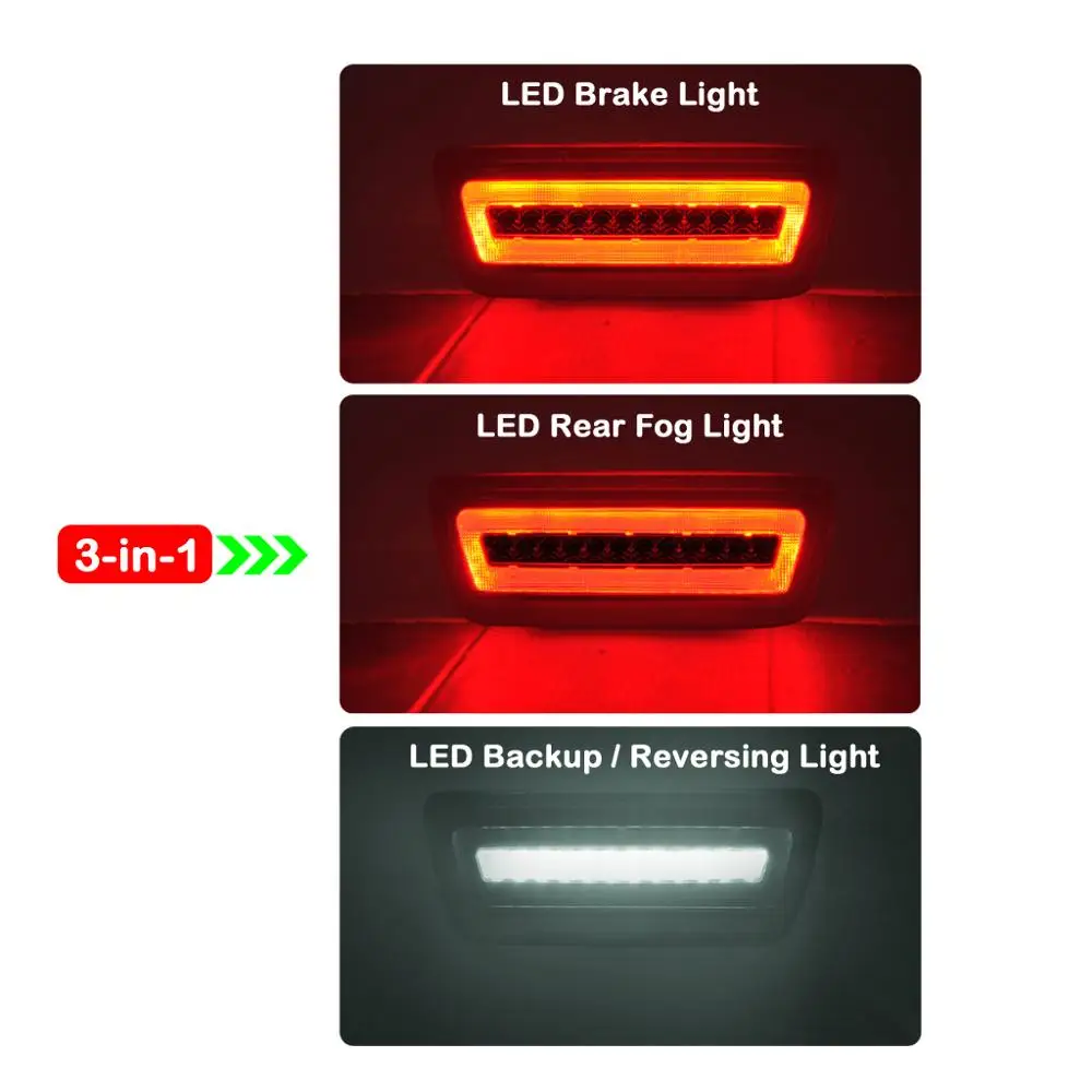 

For Nissan Juke Rouge Murano X-Trail Pathfinder Tiida 3-In-1 LED Red Brake Light Red Rear Fog Lamp White Revering Backup Light