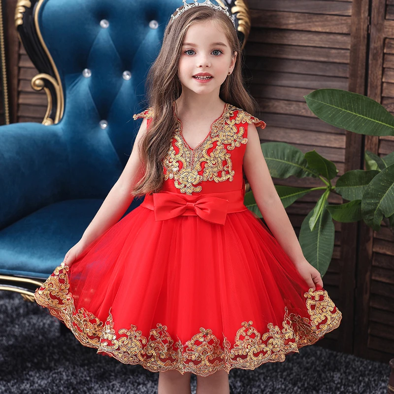 Платье для девочки держащей букет невесты на свадьбе причастия с блестками v