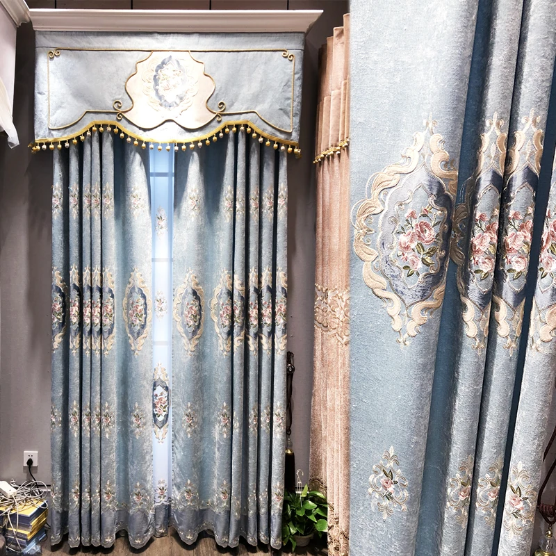 

New idyllic flowers modern simple European embroidery shade curtain customized high-end living room bedroom window products